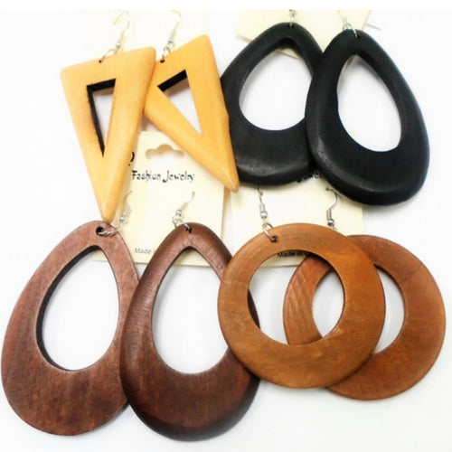 Assorted Shape Wood Earrings