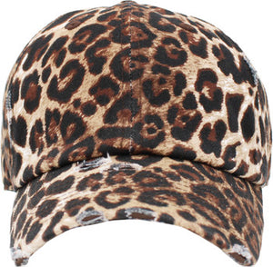 Distressed Leopard  Baseball Cap