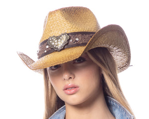 Straw Cowboy Hat (Heart)