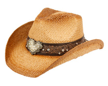 Load image into Gallery viewer, Straw Cowboy Hat (Heart)