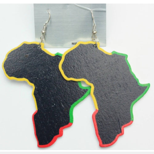 Rasta Africa Wood Earrings