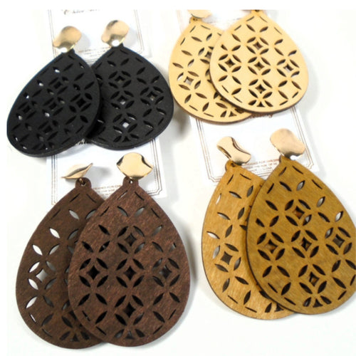 Oval Wood Earrings