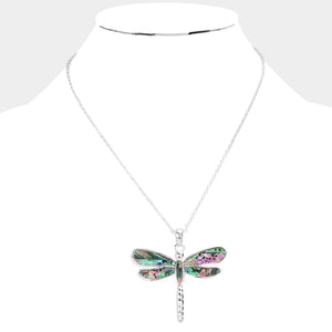 Mosaic Dragonfly Pendant Necklace