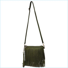 Load image into Gallery viewer, Olive Fringe Crossbody/Wristlet/Clutch