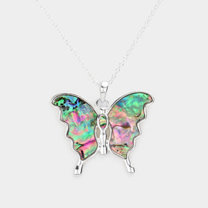 Mosaic Butterfly Pendant Necklace
