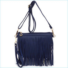 Load image into Gallery viewer, Navy Fringe Crossbody/Wristlet/Clutch