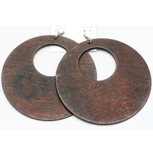 Oversized Round Wood Earrings