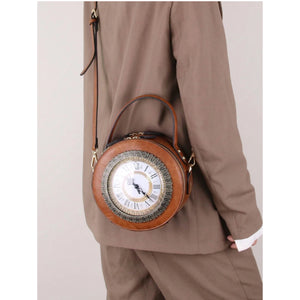 Brown Vintage Clock Handbag