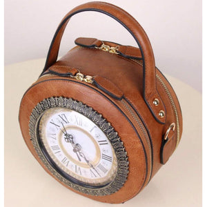 Brown Vintage Clock Handbag