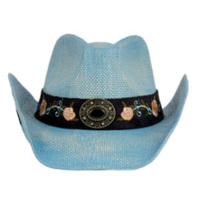 Load image into Gallery viewer, Straw Cowboy Hat (Blue)