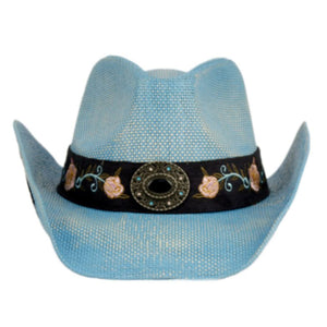 Straw Cowboy Hat (Blue)