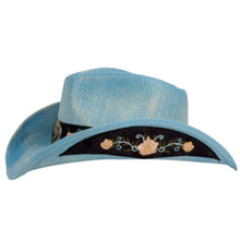 Load image into Gallery viewer, Straw Cowboy Hat (Blue)