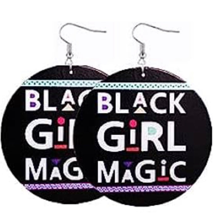 Black Girl Magic Wood Earrings