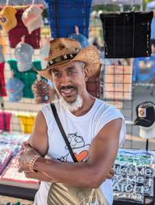 Straw Cowboy Hat (Wood/Pearl)