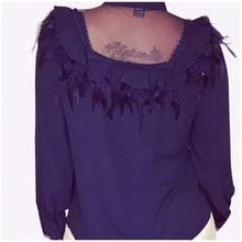 Load image into Gallery viewer, Navy Feather Blouse