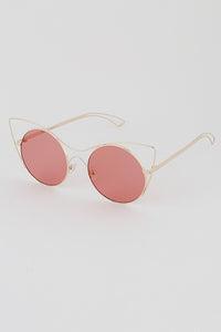 Round Metal Frame Cat Eye Sunglasses