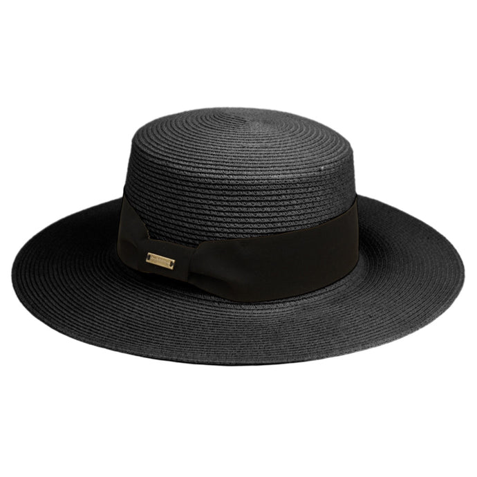 Straw Boater Hat (Black)