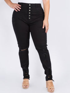 High Waist Distressed Skinny Jeans (Curvy)