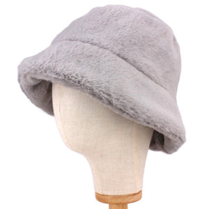 Faux Fur Bucket Hat (Grey)