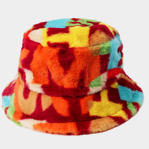 Multi Color Fur Bucket Hat (Pink)