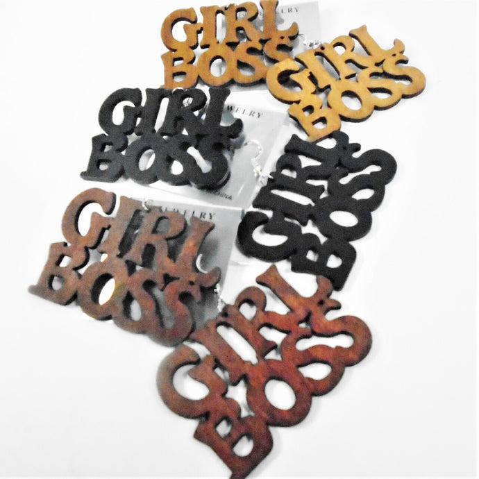 Girl Boss Wood Earrings