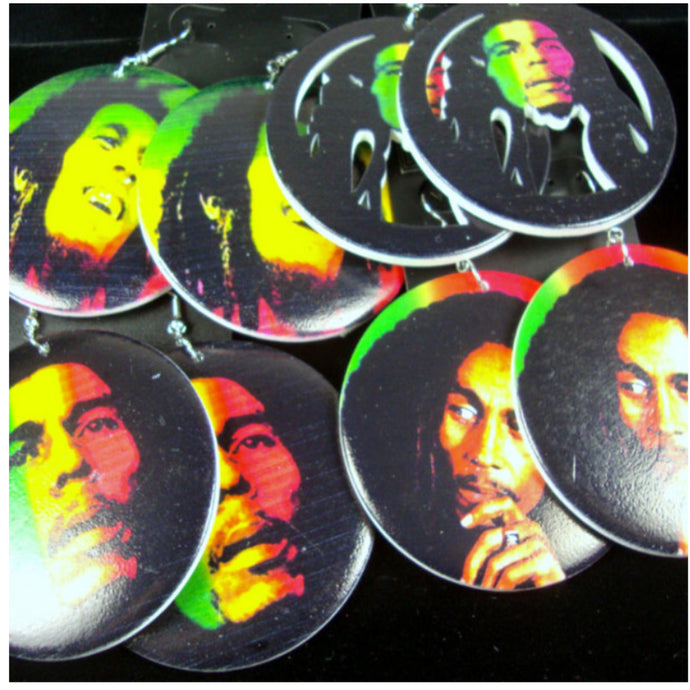 Bob Marley Wood Earrings