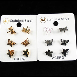Stainless Steel Mixed Butterfly Stud Earrings