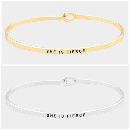 She Is Fierce Bangle Bracelet