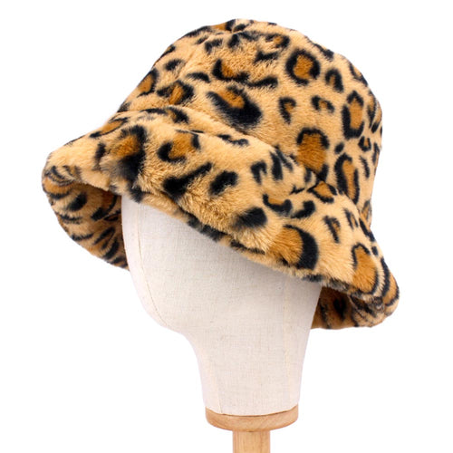 Faux Fur Bucket Hat (Leopard)
