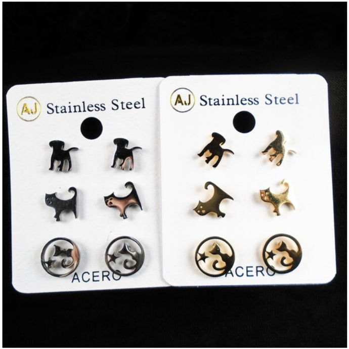 Stainless Steel Dog & Cat Stud Earrings