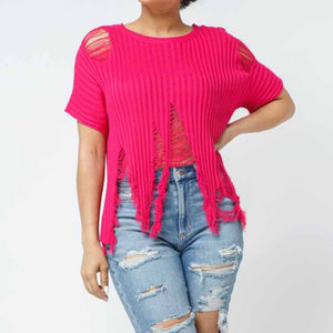 Distressed Sweater (Pink)