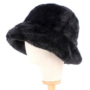 Faux Fur Bucket Hat (Black)