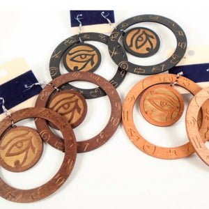 Eye of Horus Wood Earrings