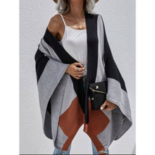 Load image into Gallery viewer, Color Block Cardigan/Poncho (Black)