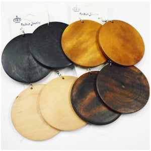 Solid Round Wood Earrings