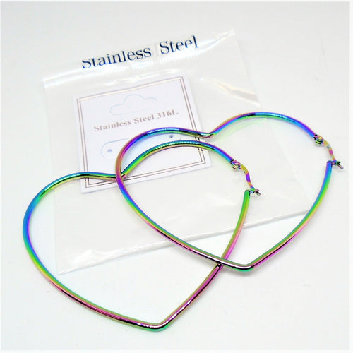 Stainless Steel Multi Color Heart Earrings