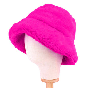 Faux Fur Bucket Hat (Dk Pink)