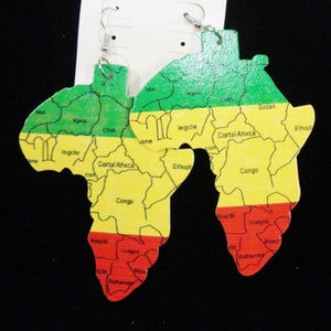 Map of Africa Wood Earrings