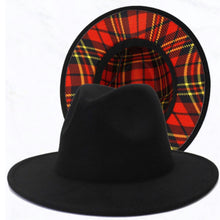 Load image into Gallery viewer, Plaid Bottom Black Fedora