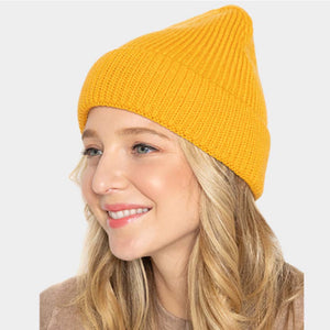 Solid Knit Beanie (Yellow)